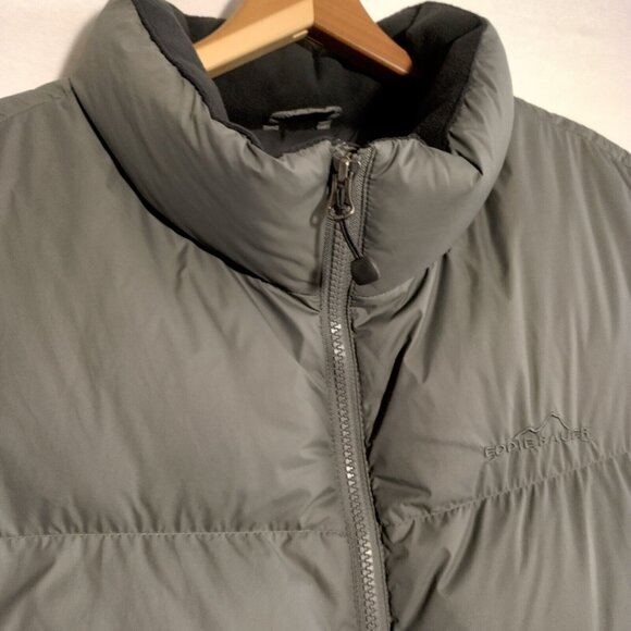 EB700 Eddie Bauer Puffer Vest Men L Tall Gray Goose Down Jacket - Picture 10 of 16